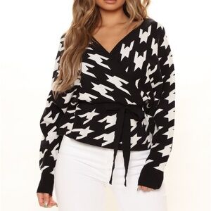 Black and white houndstooth sweater